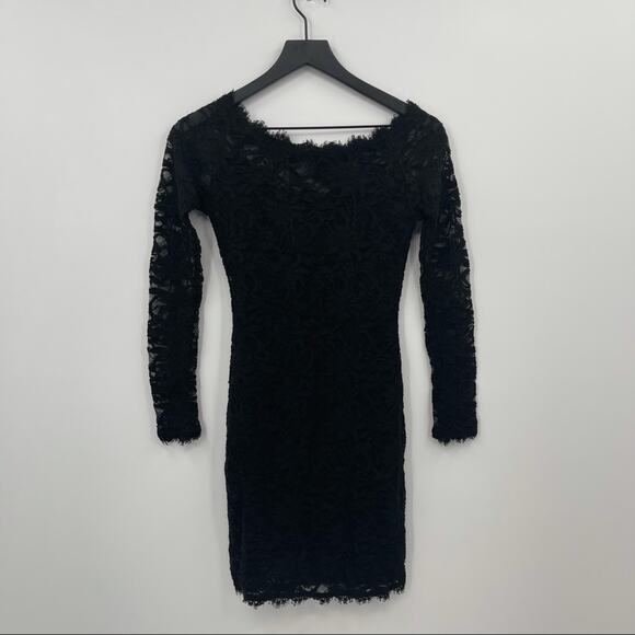 Black Lace Body Con Dress Size Small - Picture 1 of 8